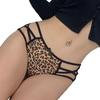 Leopard Print Contrast Lace Panties Thong Women's Underwear Erotic Cut Out Strappy Cheeky Panties Lingerie Briefs