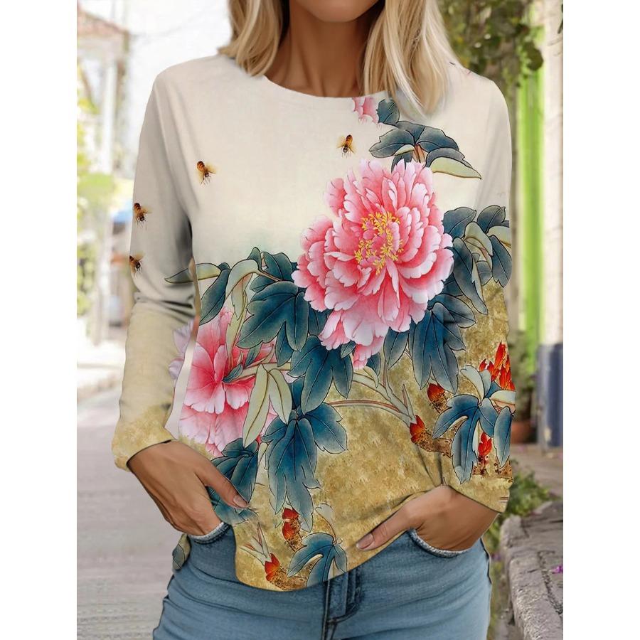 Модная женская футболка с длинным рукавом с цветочным узором, толстовка для девочек в стиле Харадзюку, одежда для взрослых с 3D-принтом в виде бабочки, женские топы, футболки