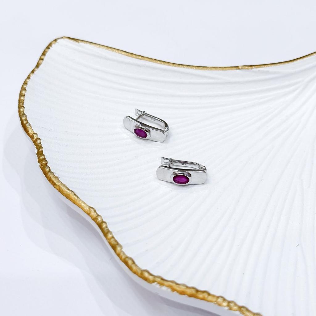 Серебряные серьги с натуральным рубином 1.163ct (2165279)