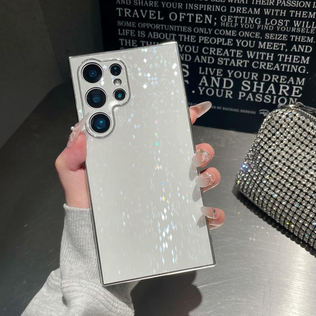Samsung S24ultra Mobile Phone Case Full Inclusive Anti-fall S23ultra Advanced Electroplated Diamond Shaped Glitter Shell