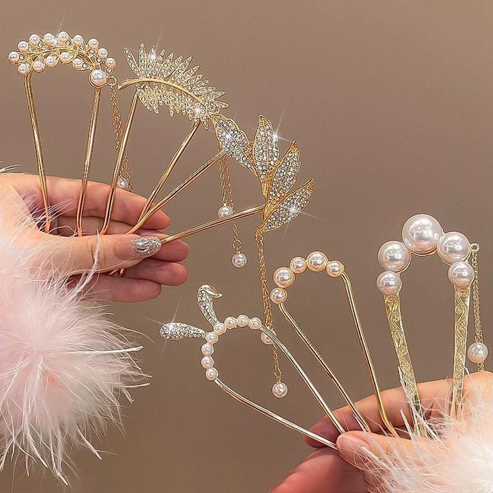 U-shaped Pearl Hairpin Headdress U-shaped Hairpin New Pearl Pendant HairClip Women Girl