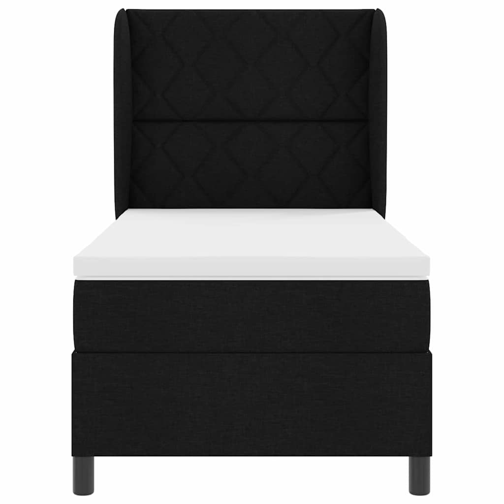 Boxspring Bed with Headboard Black 90 x 190 cm Fabric