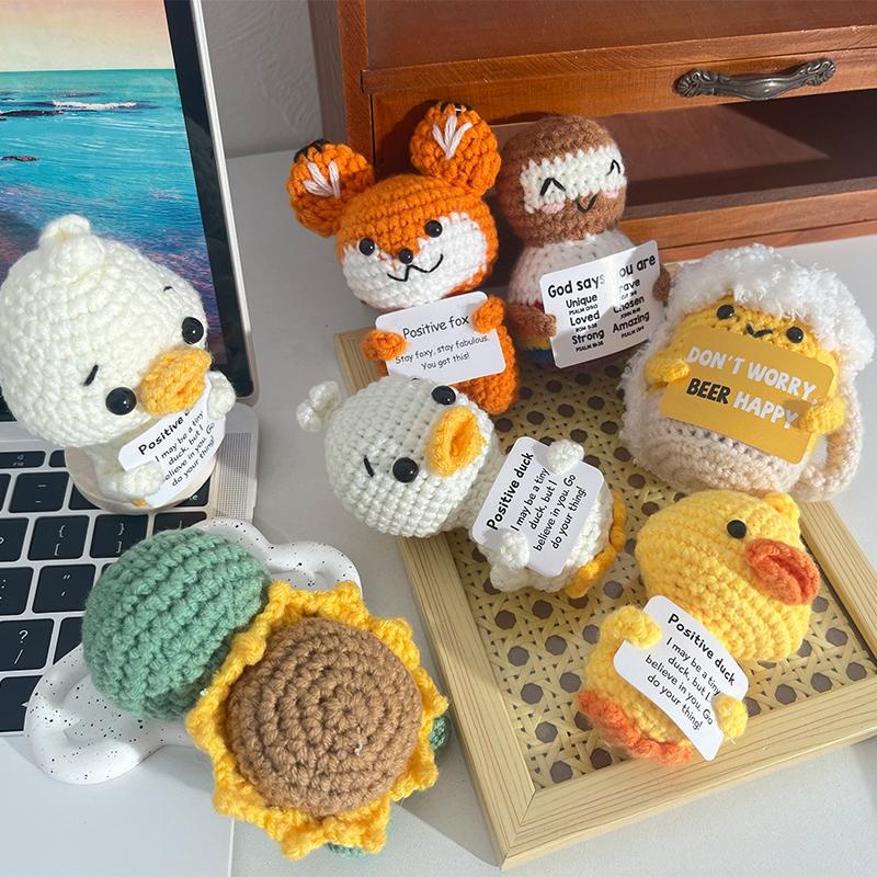 Милое вязаное крючком украшение в виде животных Лягушка Морская черепаха Утка Лиса Украшение Настольные аксессуары Фигурка ручной вязки Готовая вязаная крючком кукла
