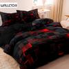 Modern Duvet Cover Set 1*Duvet Cover+2*Pillowcases Red Grid 3D Print Bedding Set Soft Comfortable Duvet Cover For Bedroom