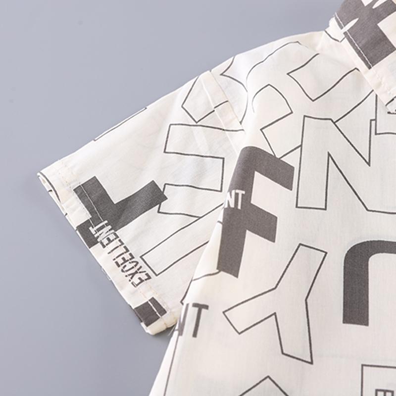 Детский повседневный костюм для мальчиков и малышей в корейском стиле, рубашка с короткими рукавами, тонкий универсальный комплект из двух предметов