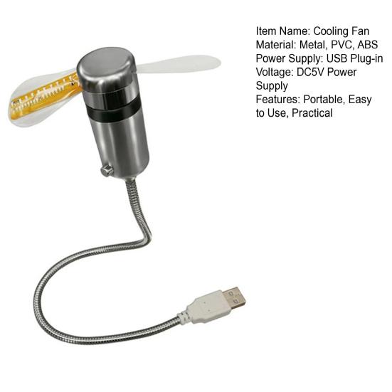 Портативный вентилятор с часами RGB светодиодный ночник USB Plug-Play Компактный размер с гибким шлангом Отображение температуры в реальном времени Металлический мини-вентилятор