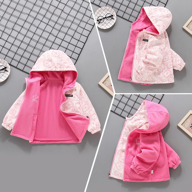 Пальто из тонкого флиса для девочек, весна и осень, красивое двухстороннее пальто штурмовика