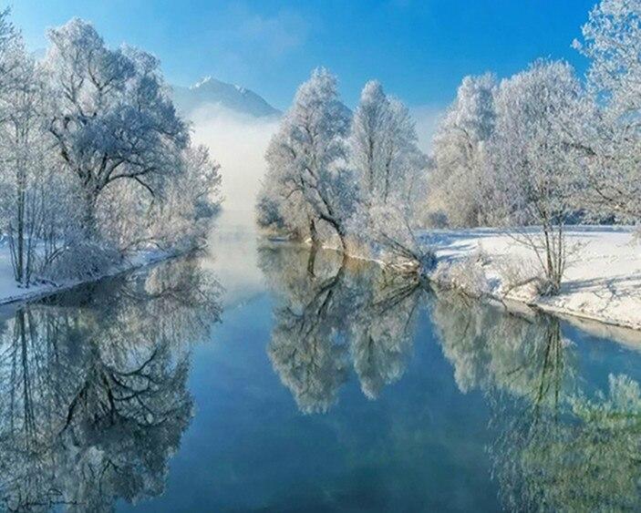 DIY 5D Diamond Painting House Diamond Embroidery Winter Snow Scenery Full Round Mosaic Resin Landscape Cross Stitch Kits