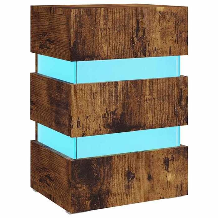 Table de chevet - Maison Exclusive - LED intégrée - Chêne fumé - 1 compartiment de rangement