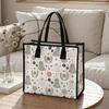 Cute Ghost Floral Printed Canvas Tote Bag Casual Large Capacity Portable Daily Shopping Handbag