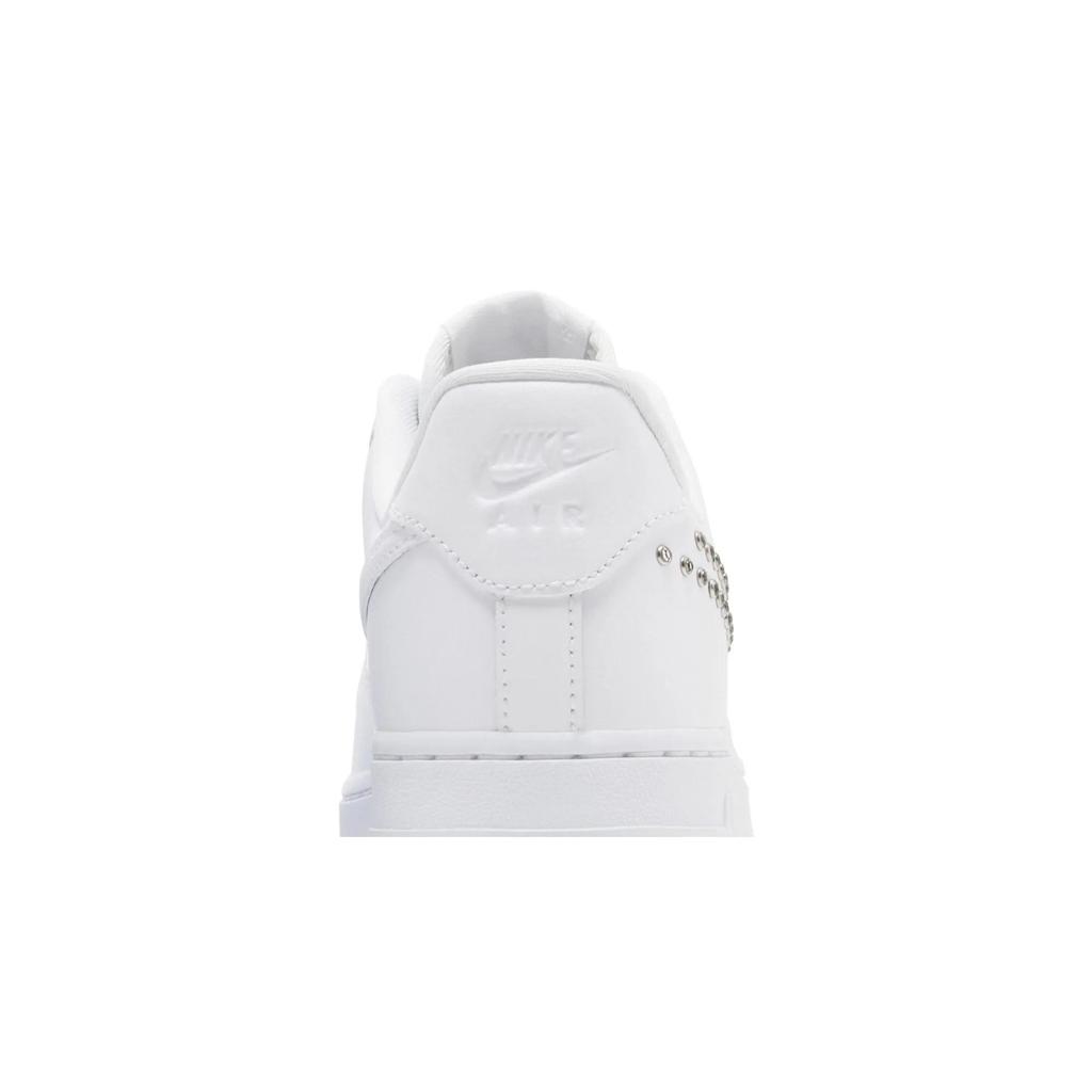 Nike Womens Air Force 1 '07 'Studded Swoosh' (women's sizes) White / Metallic Silver / Platinum Tint / Chrome Skate Shoes FQ8887 100
