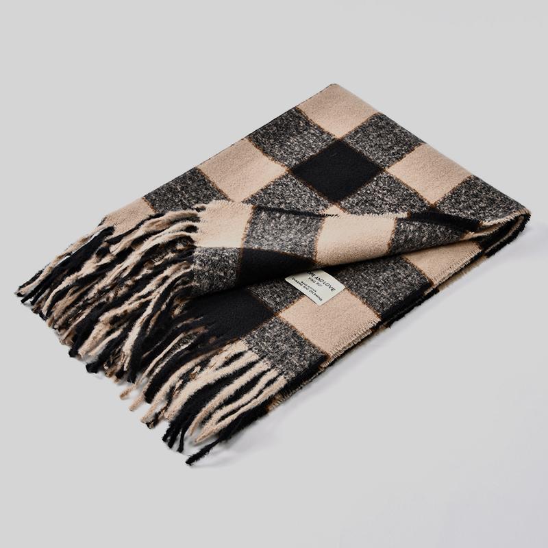 Colorful Plaid Print Pashmina Shawl Tassel Scarf For Woman Winter Warm Scarves Fashion Thicken Cashmere Muffler Warm Neckerchief