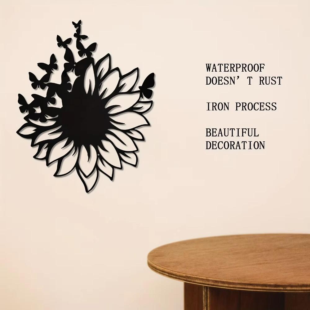 Sunflowers and Butterfly Metal Wall Art - Rust-Proof Wall Sculpture for Garden, Home, Farmhouse, Patio, and Bedroom Décor