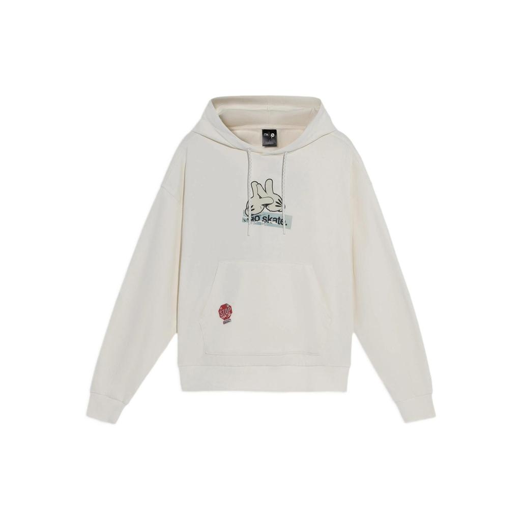 Li-Ning X OG_SLICK Skateboard Series Свободный пуловер с капюшоном и графическим принтом Топы унисекс Off-White AWDS173-2