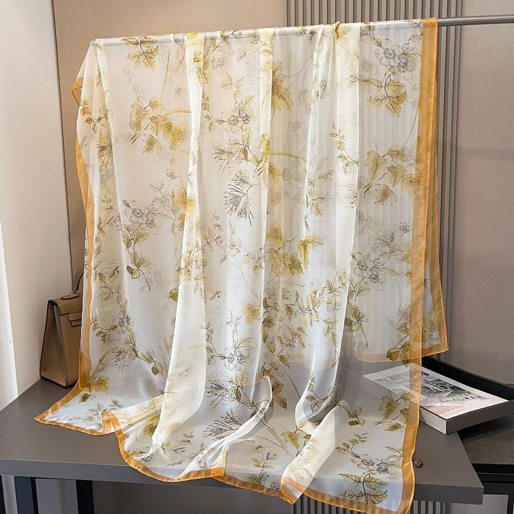 180*135cm Summer Chiffon Silk Scarf Women Outdoor Sunscreen Shawl Soft Bandanna Fashion Luxury Brand Shawl Head Long Hijab Wrap