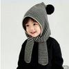 Children's winter hat, warm scarf, integrated hat, autumn and winter boys and girls knitted wool, ear protection, baby hat, windproof