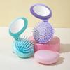 Solid Color Folding Comb with Makeup Mirror Traveling Portable Small Massage Comb Women Girl Air Cushion Hair Brush Styling Tool