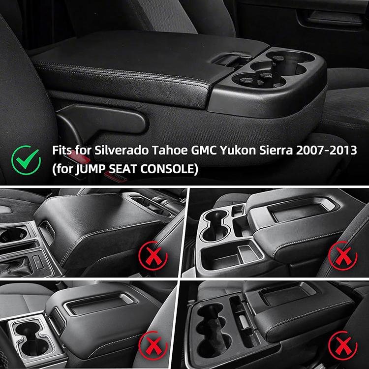 Black Plaid Center Console Armrest Cover with Side Pocket for Chevy Silverado Tahoe 2007-2013 Waterproof Anti-Scratch