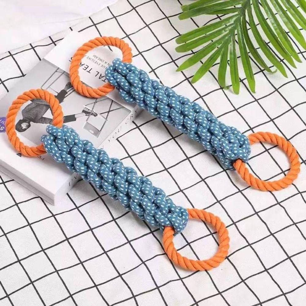 Bite-Resistant Double-Ring Dog Rope Toy Teeth Cleaning Chew Toy Medium Large Dog Breeds