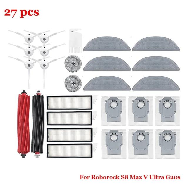 For Roborock S8 MaxV Ultra G20S Robot Vacuum Spare Parts Roller Main Side Brush Mop HEPA Filter Dust Bag Accessories