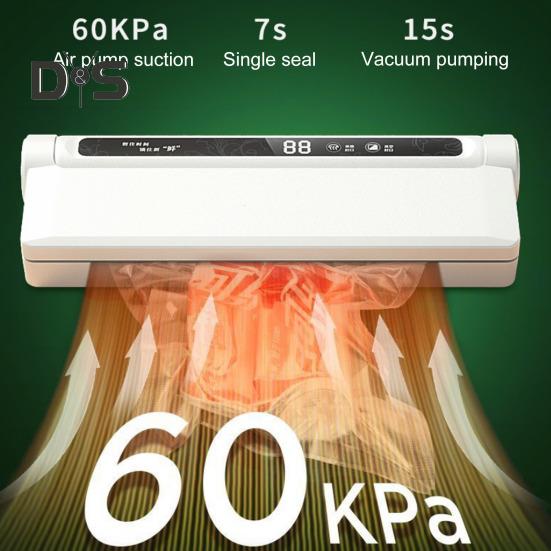 Вакуумный упаковщик с цифровым дисплеем, сильное всасывание 60 кПа, полностью автоматический вакуумный упаковщик для пищевых продуктов двойного назначения для сухой и влажной упаковки с вакуумными пакетами