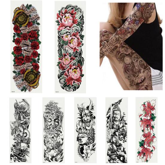 Временная поддельная татуировка на всю руку для мужчин и женщин, наклейка для боди-арта, наклейка для переноса воды