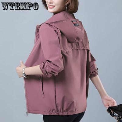 Весенне-осенние новые женские куртки, ветровка с длинными рукавами, пальто для матери среднего возраста, куртка с капюшоном, свободная верхняя одежда