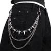 Multilayer Hip Hop Punk Metal Rivet Waist Chain Jewelry for Stage Performance