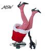 Green Hair Elf Decor Christmas Shaking Leg Decoration, Electric Santa Claus for Xmas Tree, cHalf Body Ormament Party Funny