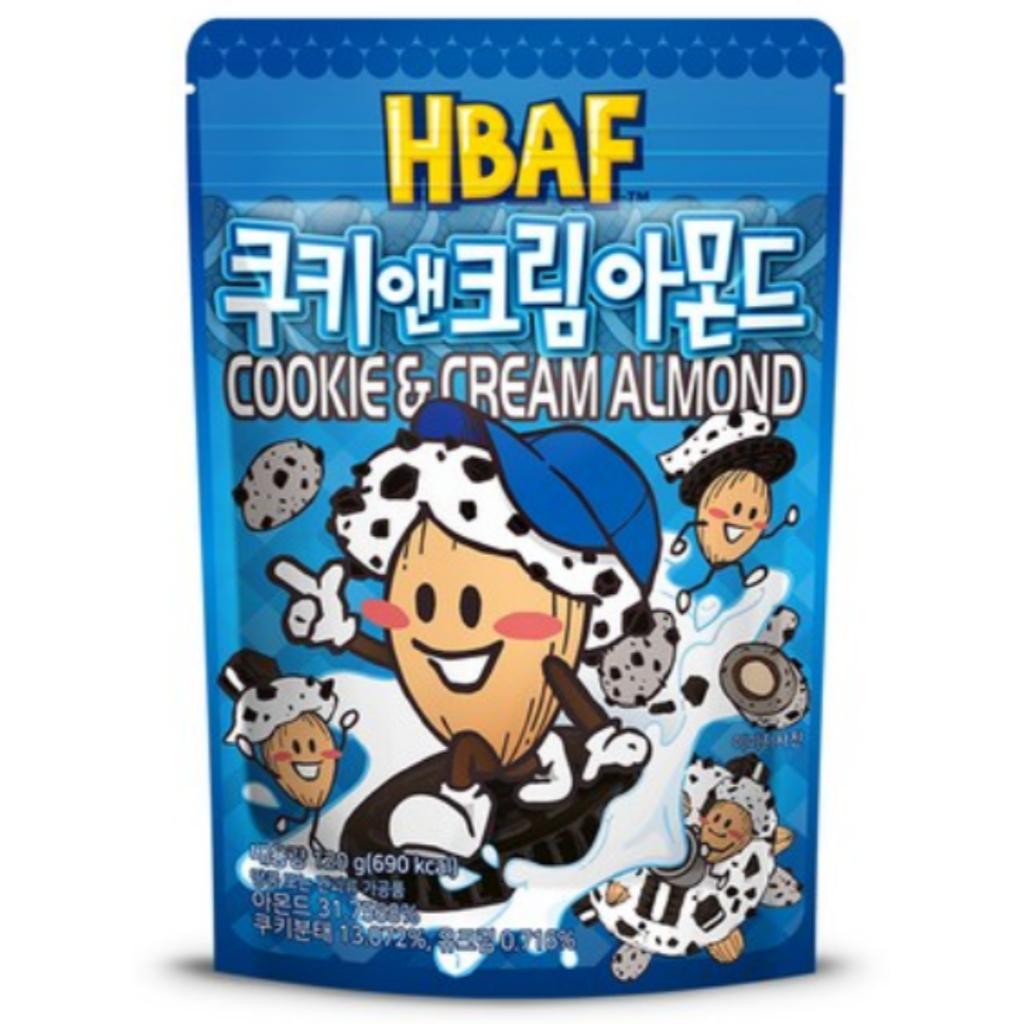 HBAF Корейские миндаль со вкусом 190 г Выберите 1 вкус Медовое масло Васаби Запеченная кукуруза Чесночный хлеб Печенье и сливки