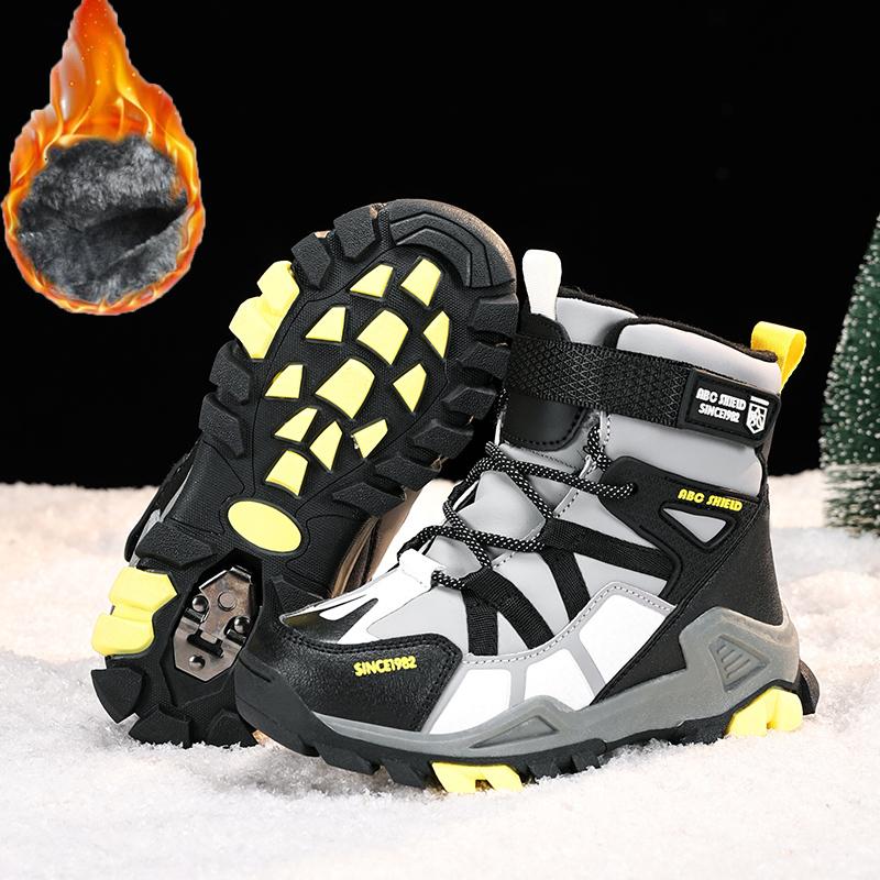31-40 Children's Winter Large Fashion Outdoor Velcro High Top Plush Warm Cotton Boots Snow Boots