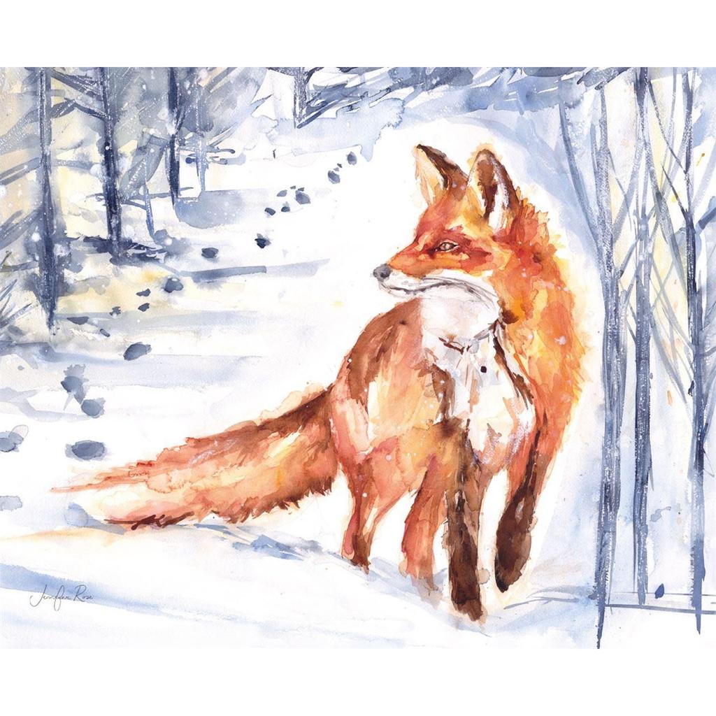 Jennifer Rose Winter Walk Fox Framed Canvas Print