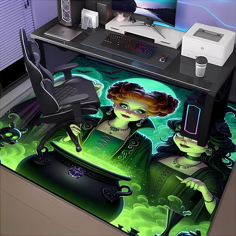 1PC Witch Sisters In The Moonlight Floor Mat for Living Room, Game Rooms, Office, Bedroom, Office Floor Mat Playful Design, Christmas fan gifts