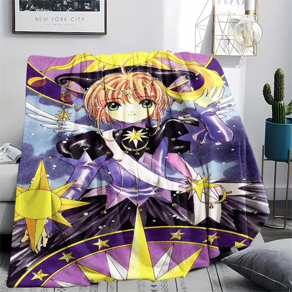 1 шт. Фланелевое одеяло с принтом Cardcaptor Sakura, Высококачественное, Удобное для всех сезонов, Домашний декор, Тепло и уют, Идеально для рождественских подарков