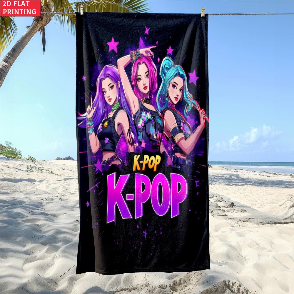 1PC K-Pop Trio Beach Towel Soft Ultra-Absorbent Microfiber Lightweight for Beach, Party, Travel & Camping