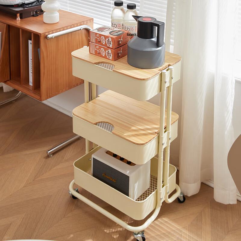 OIMG Storage Cart Wooden Shelf Board