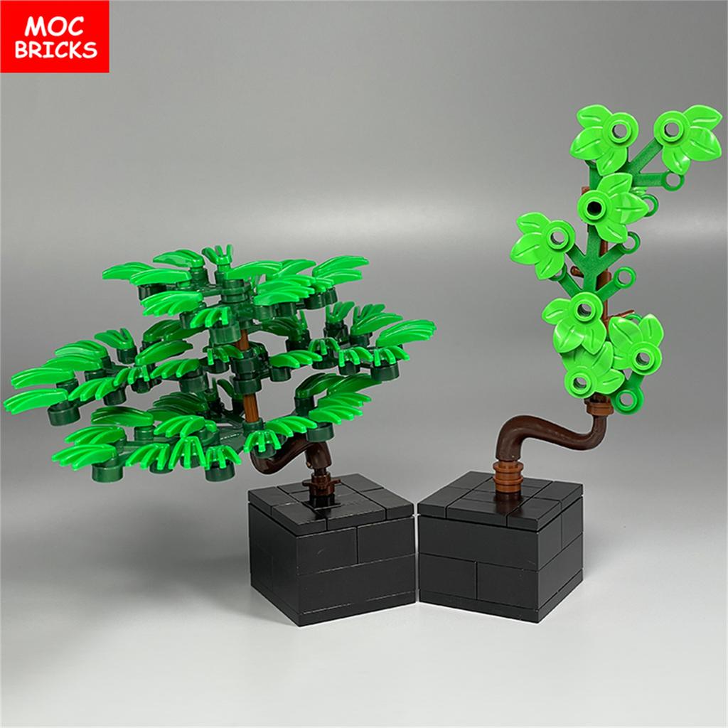 Нетоксичные Мини-Кирпичики Moc Приветственная Сосна Настольная Поделка Модель Дерева Украшения для Городского Дома Образовательные Строительные Блоки Детские Игрушки
