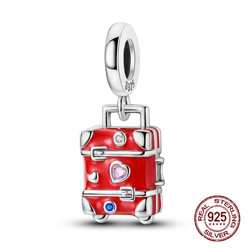 Шармы Бусины Серии Красного Цвета Медь Кровь Сердце Любовь Машина Клубника Фрукты Подвеска Подходят Оригинальному Браслету-Бэнглу DIY Ювелирные Изделия