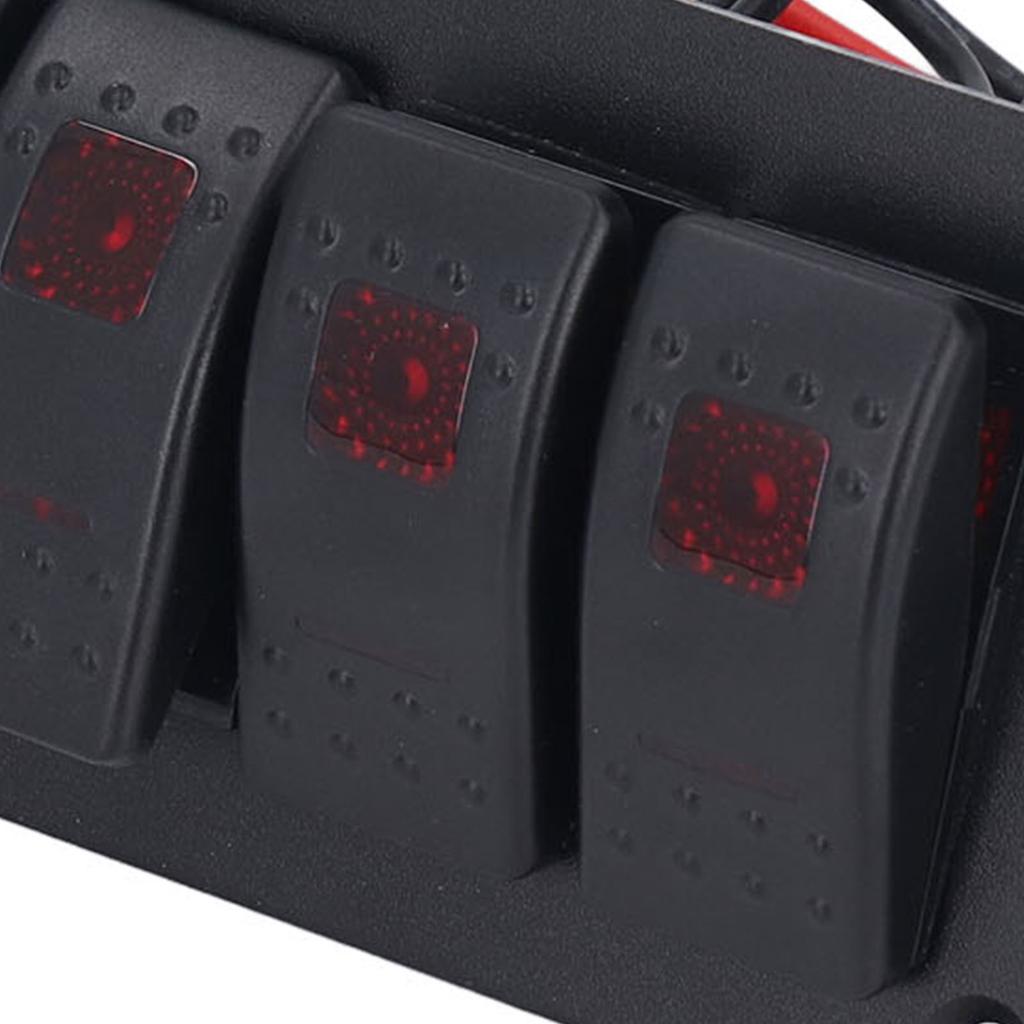 6 Gang Rocker Panel LED Backlit On Off Waterproof Circuit for Car RV Bus Marine Boat ATV UTV