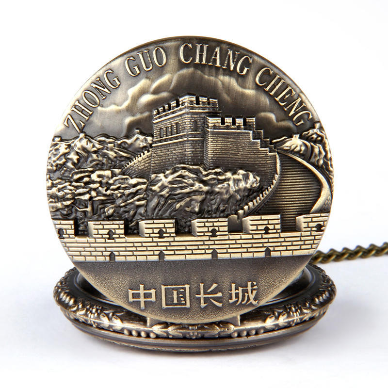 Винтажное ожерелье с подвеской в виде карманных кварцевых карманных часов Great Wall