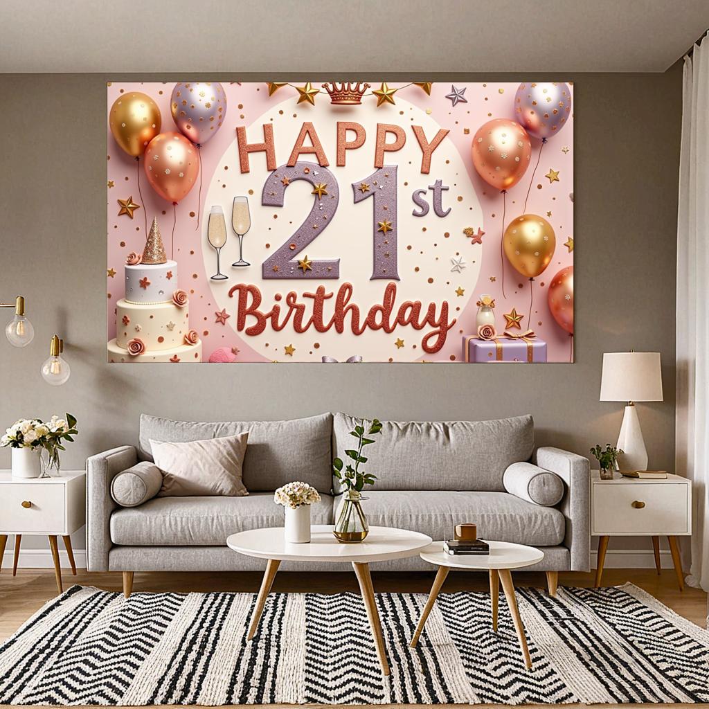 Полиэстеровый материал Праздничный баннер Баннер на 21-й день рождения Декор для дня рождения для фотобудки Вечеринка для взрослых Фон для вечеринки