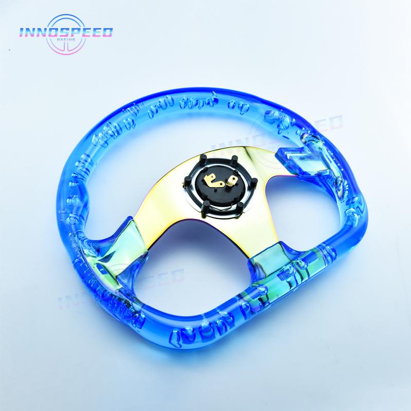 13inch D Shape Acrylic Racing Game Steering Wheel Neo Chrome Spoke Car Modified Sports Steering Wheels
