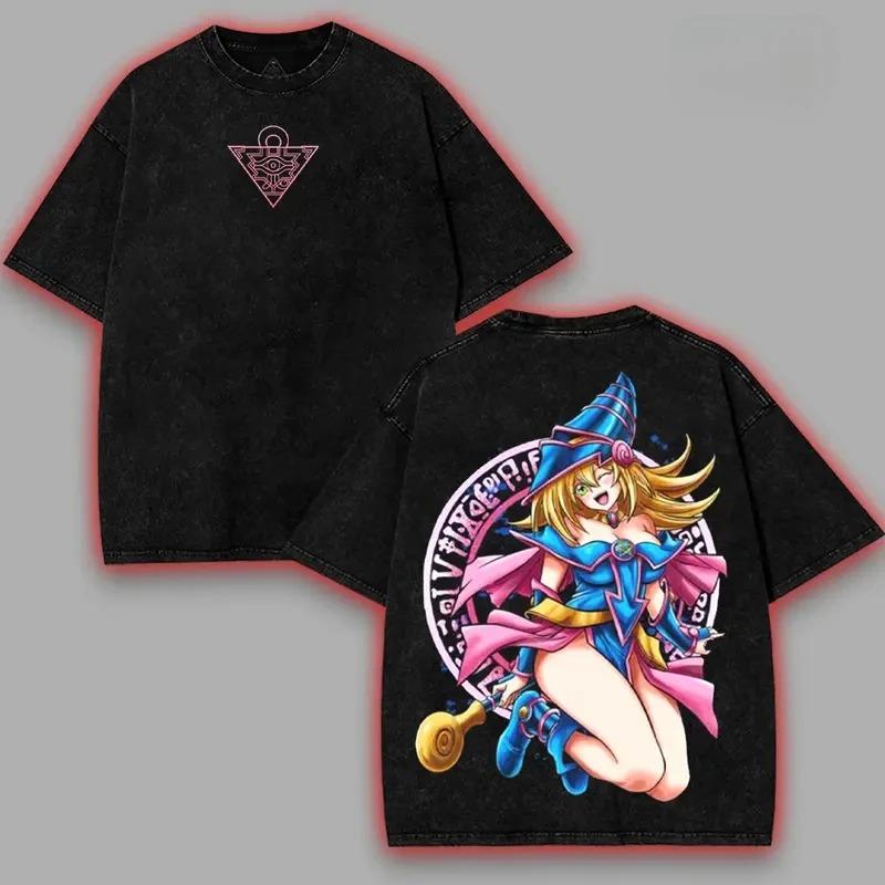 Classic Card Game Anime Yu Gi Oh Manga Graphic Print T-Shirt Men Women Vintage Washed Cotton Summer New Tee Streetwear Harajuku Fashion Oversized Top