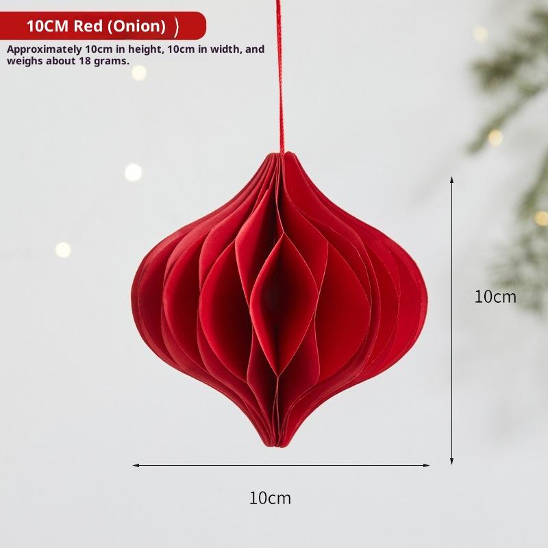 2026 Украшение Рождественские шары 3D Соты Подвесные кулоны Украшения для рождественской елки Красный бумажный фонарик Рождественский декор