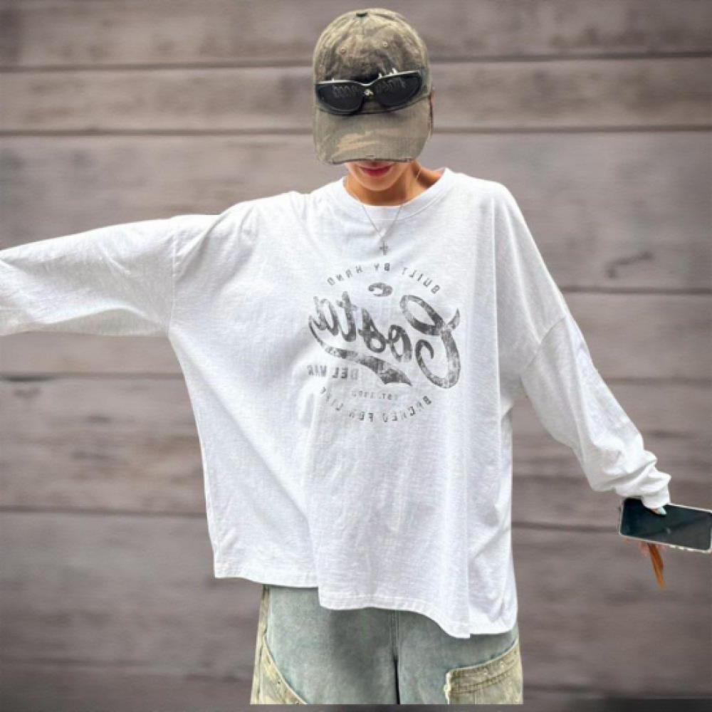 New ArrivalS Open Run Women S Vintage Print Hip Cover overSized Fall Long Sleeve