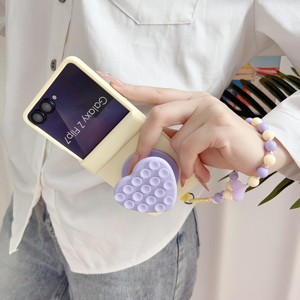 Милый Держатель-Подставка-Ручка на Присоске в Форме Сердца для Samsung Z Flip 7 flip 7 fe Galaxy Z Flip 6 5 Складываемый с Защитной Крышкой для Шарнира