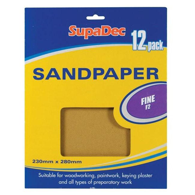SupaDec General Purpose Sandpaper - Fine (Pack Of 12)