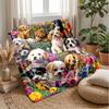 Floral Puppies Garden 3 Theme blanket Lightweight Warm Flannel Blanket Decorative Throw Blanket for Home Decoration