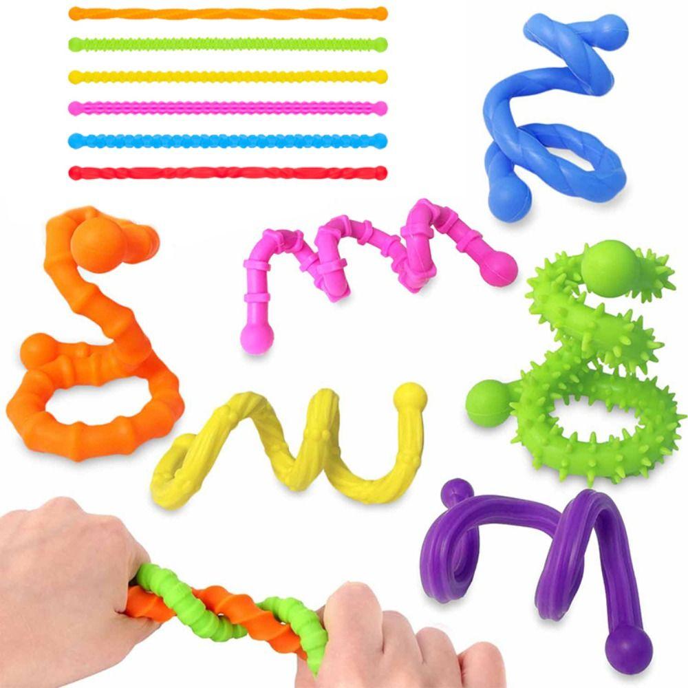 6pcs Silicone Sensory Sticks Fidget Toys Texture Quiet Twisting Fidget Toys  Kids Adults