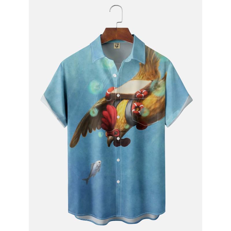 Мужская рубашка Hawaii с 3D-принтом и забавными мультяшными животными, топы с короткими рукавами, летняя повседневная мужская одежда, уличная модная рубашка для мальчиков